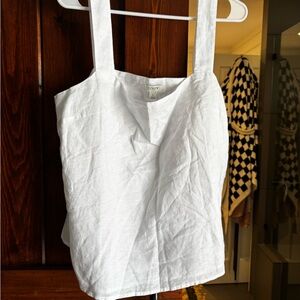 J Crew White Linen Tank Top